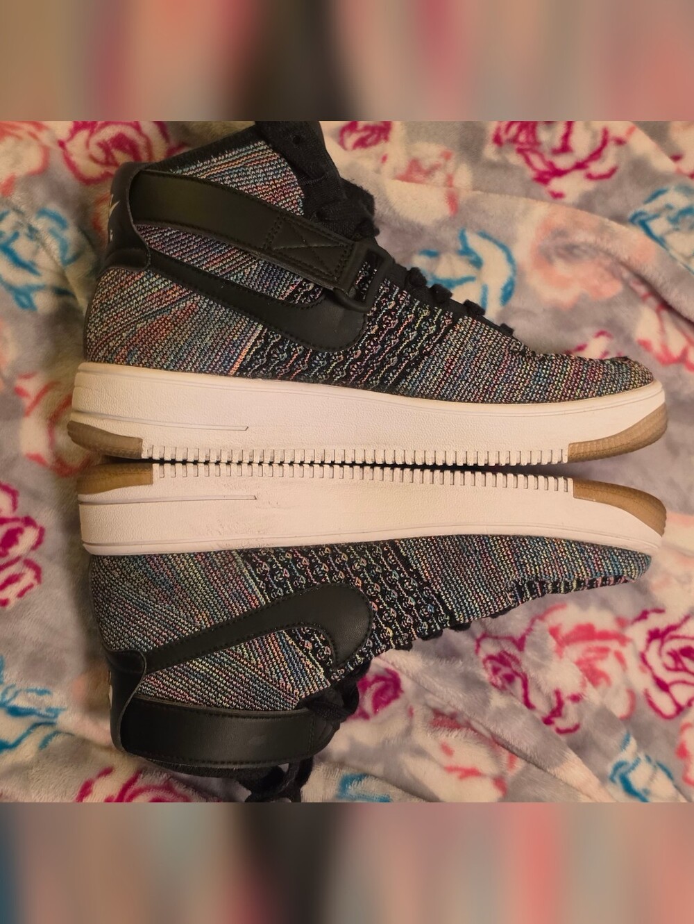 EUC! Nike Air Force 1 Ultra Flyknit Mid 'Multi-Color 2.0 - Size 7Y (WMN 8.5) - Picture 7 of 11